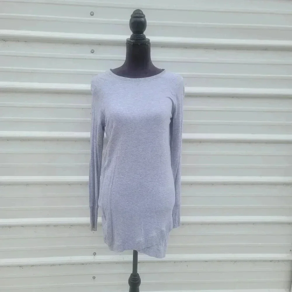 Dalia Womens Shirt Gray Long Sleeve Pullover Soft Comfort Sweatshirt Dress XS